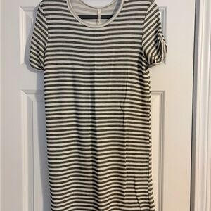 Casual Striped Green and White Mini Dress